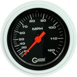 GAFFRIG 3 3/8 INCH MECHANICAL DRY SPEEDOMETER 120 MPH - HEAD ONLY BLACK / STEP RIM (008) / WHITE