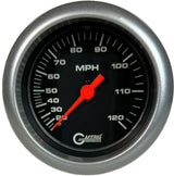 GAFFRIG 3 3/8 INCH MECHANICAL DRY SPEEDOMETER 120 MPH - HEAD ONLY BLACK / FAT RIM (338) / PLATINUM