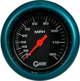 GAFFRIG 3 3/8 INCH MECHANICAL DRY SPEEDOMETER 120 MPH - HEAD ONLY BLACK / FAT RIM (338) / TEAL