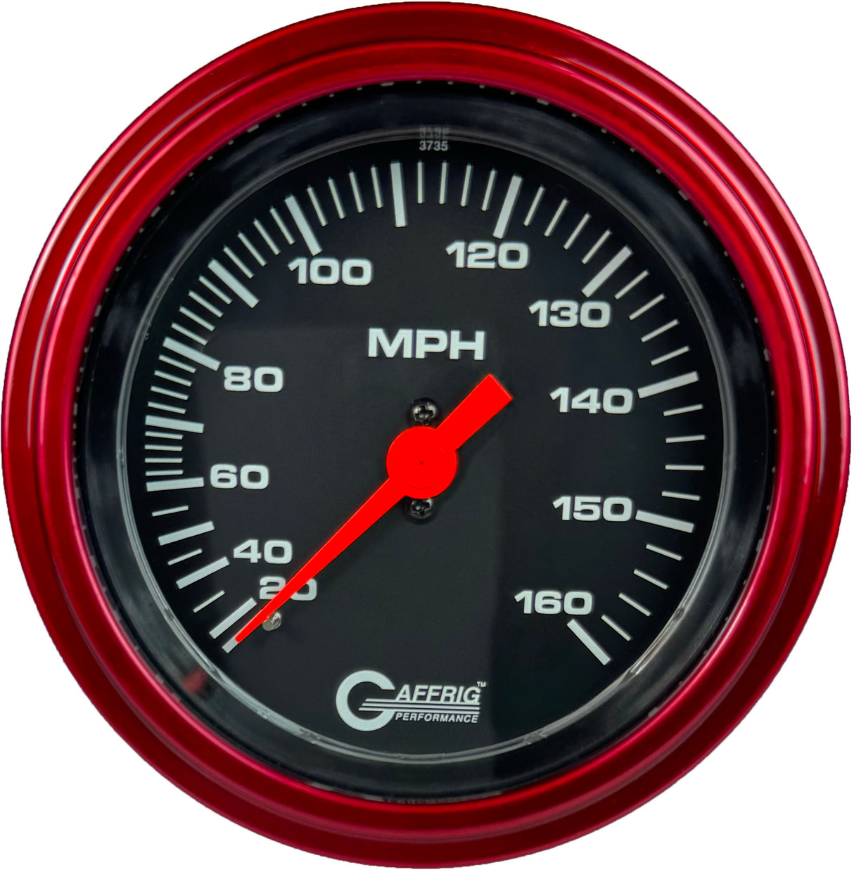 GAFFRIG 3 3/8 INCH MECHANICAL DRY SPEEDOMETER 160 MPH - HEAD ONLY STEP RIM (008) / RED / BLACK