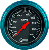 GAFFRIG 3 3/8 INCH MECHANICAL DRY SPEEDOMETER 160 MPH - HEAD ONLY STEP RIM (008) / TEAL / BLACK