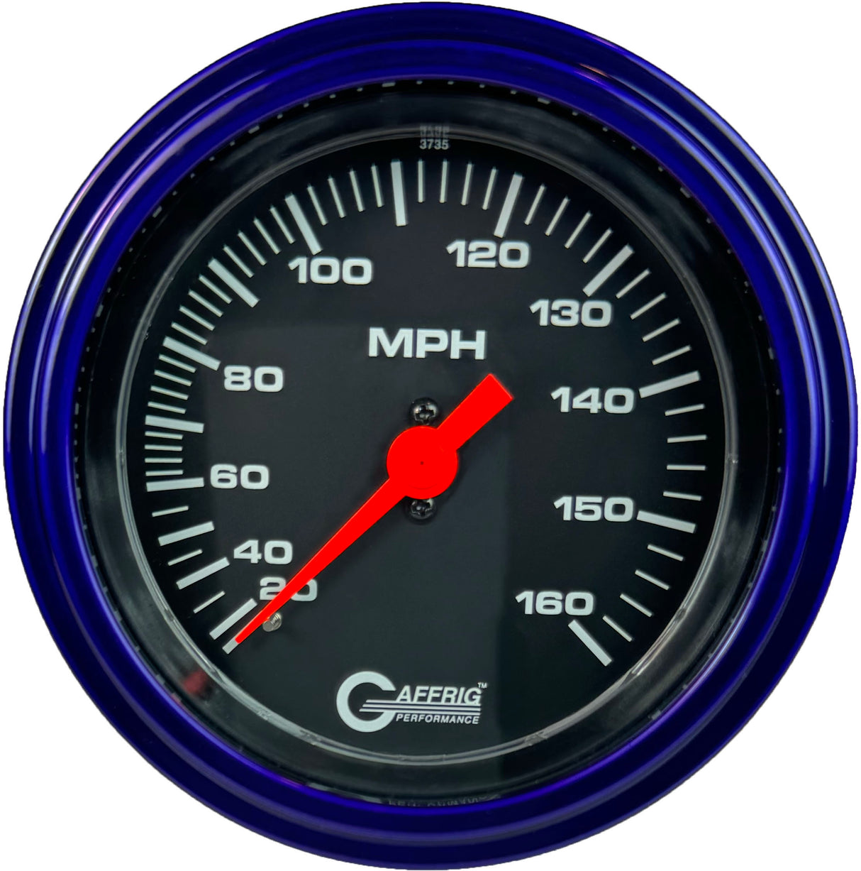 GAFFRIG 3 3/8 INCH MECHANICAL DRY SPEEDOMETER 160 MPH - HEAD ONLY STEP RIM (008) / PURPLE / BLACK