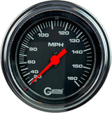 GAFFRIG 3 3/8 INCH MECHANICAL DRY SPEEDOMETER 160 MPH - HEAD ONLY STEP RIM (008) / POLISHED/CHROME / BLACK