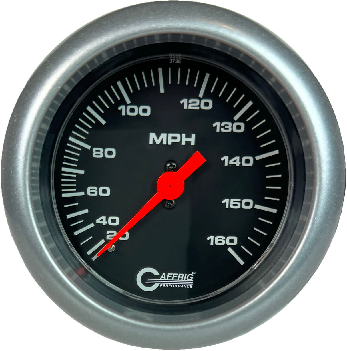 GAFFRIG 3 3/8 INCH MECHANICAL DRY SPEEDOMETER 160 MPH - HEAD ONLY FAT RIM (338) / PLATINUM / BLACK