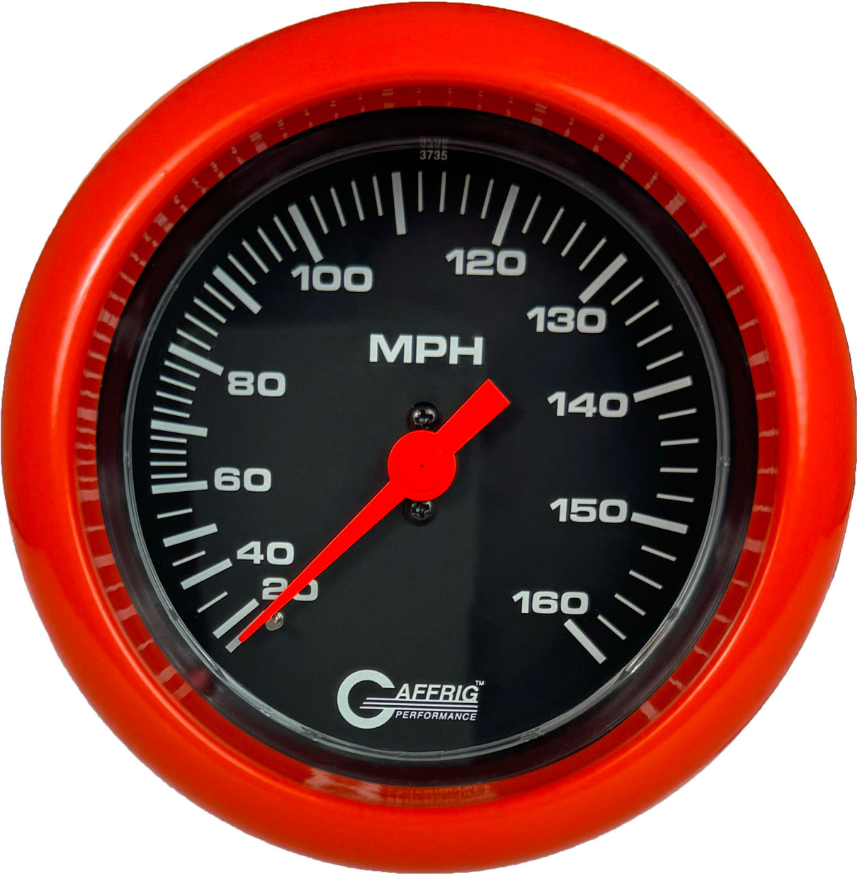 GAFFRIG 3 3/8 INCH MECHANICAL DRY SPEEDOMETER 160 MPH - HEAD ONLY FAT RIM (338) / ORANGE / BLACK