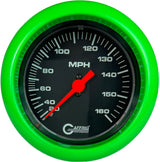 GAFFRIG 3 3/8 INCH MECHANICAL DRY SPEEDOMETER 160 MPH - HEAD ONLY FAT RIM (338) / LIME GREEN / BLACK