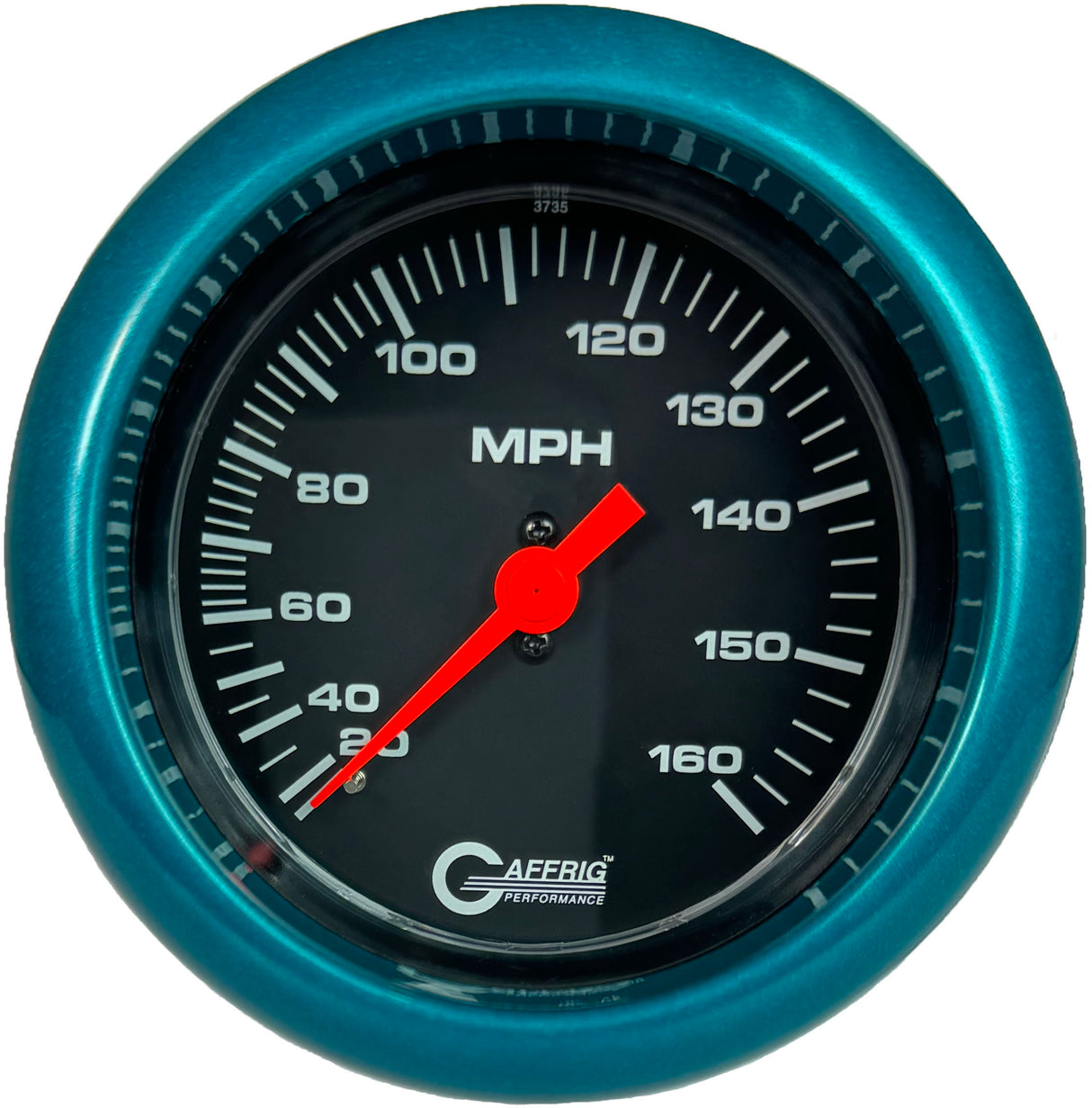 GAFFRIG 3 3/8 INCH MECHANICAL DRY SPEEDOMETER 160 MPH - HEAD ONLY FAT RIM (338) / TEAL / BLACK