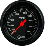 GAFFRIG 3 3/8 INCH MECHANICAL DRY SPEEDOMETER 160 MPH - HEAD ONLY STEP RIM (008) / BLACK / BLACK