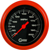 GAFFRIG 3 3/8 INCH MECHANICAL DRY SPEEDOMETER 200 MPH - HEAD ONLY STEP RIM (008) / ORANGE / BLACK