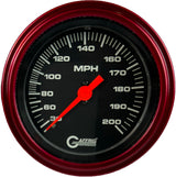 GAFFRIG 3 3/8 INCH MECHANICAL DRY SPEEDOMETER 200 MPH - HEAD ONLY STEP RIM (008) / RED / BLACK