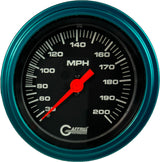 GAFFRIG 3 3/8 INCH MECHANICAL DRY SPEEDOMETER 200 MPH - HEAD ONLY STEP RIM (008) / TEAL / BLACK