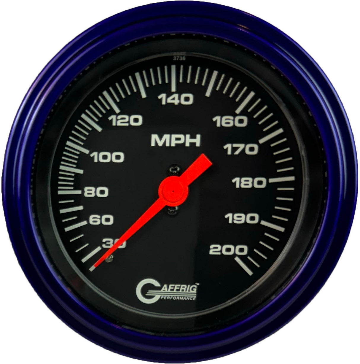 GAFFRIG 3 3/8 INCH MECHANICAL DRY SPEEDOMETER 200 MPH - HEAD ONLY STEP RIM (008) / PURPLE / BLACK