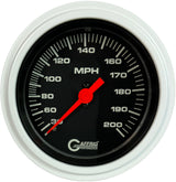 GAFFRIG 3 3/8 INCH MECHANICAL DRY SPEEDOMETER 200 MPH - HEAD ONLY STEP RIM (008) / WHITE / BLACK