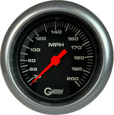 GAFFRIG 3 3/8 INCH MECHANICAL DRY SPEEDOMETER 200 MPH - HEAD ONLY FAT RIM (338) / PLATINUM / BLACK