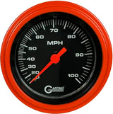 GAFFRIG 3 3/8 INCH MECHANICAL DRY SPEEDOMETER 100 MPH KIT BLACK / STEP RIM (008) / ORANGE