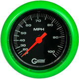 GAFFRIG 3 3/8 INCH MECHANICAL DRY SPEEDOMETER 100 MPH KIT BLACK / FAT RIM (338) / LIME GREEN