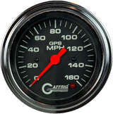 GAFFRIG 3 3/8 INCH GPS ANALOG SPEEDOMETER - 160 MPH - HEAD ONLY BLACK STEP RIM / CHROME