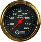 GAFFRIG 3 3/8 INCH GPS ANALOG SPEEDOMETER - 160 MPH - HEAD ONLY BLACK STEP RIM / GOLD