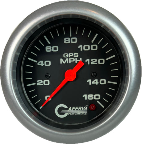 GAFFRIG 3 3/8 INCH GPS ANALOG SPEEDOMETER - 160 MPH - HEAD ONLY BLACK FAT RIM / PLATINUM