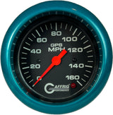 GAFFRIG 3 3/8 INCH GPS ANALOG SPEEDOMETER - 160 MPH - HEAD ONLY BLACK FAT RIM / TEAL