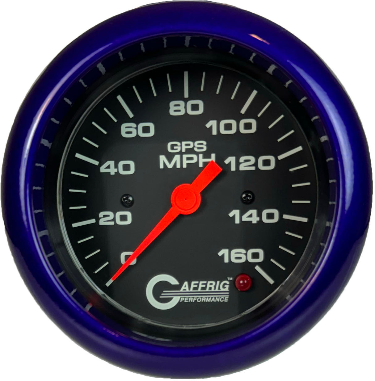 GAFFRIG 3 3/8 INCH GPS ANALOG SPEEDOMETER - 160 MPH - HEAD ONLY BLACK FAT RIM / PURPLE