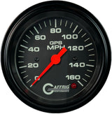 GAFFRIG 3 3/8 INCH GPS ANALOG SPEEDOMETER - 160 MPH - HEAD ONLY BLACK STEP RIM / BLACK