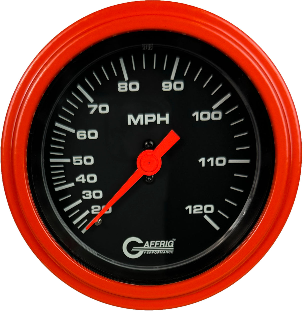 GAFFRIG 3 3/8 INCH MECHANICAL DRY SPEEDOMETER 120 MPH KIT BLACK / STEP RIM (008) / ORANGE