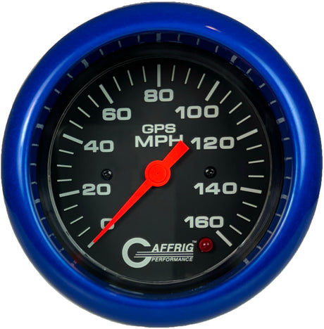 GAFFRIG 3 3/8 INCH GPS ANALOG SPEEDOMETER KIT - 160 MPH - BLACK FAT RIM / BLUE