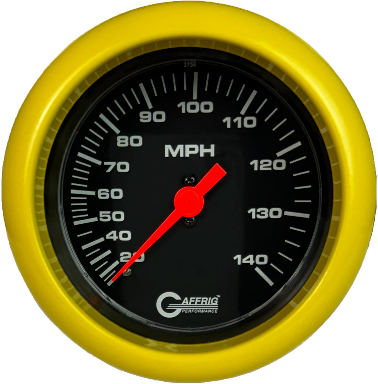 GAFFRIG 3 3/8 INCH MECHANICAL DRY SPEEDOMETER 140 MPH KIT FAT RIM (338) / YELLOW / BLACK