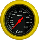 GAFFRIG 3 3/8 INCH MECHANICAL DRY SPEEDOMETER 140 MPH KIT FAT RIM (338) / YELLOW / BLACK