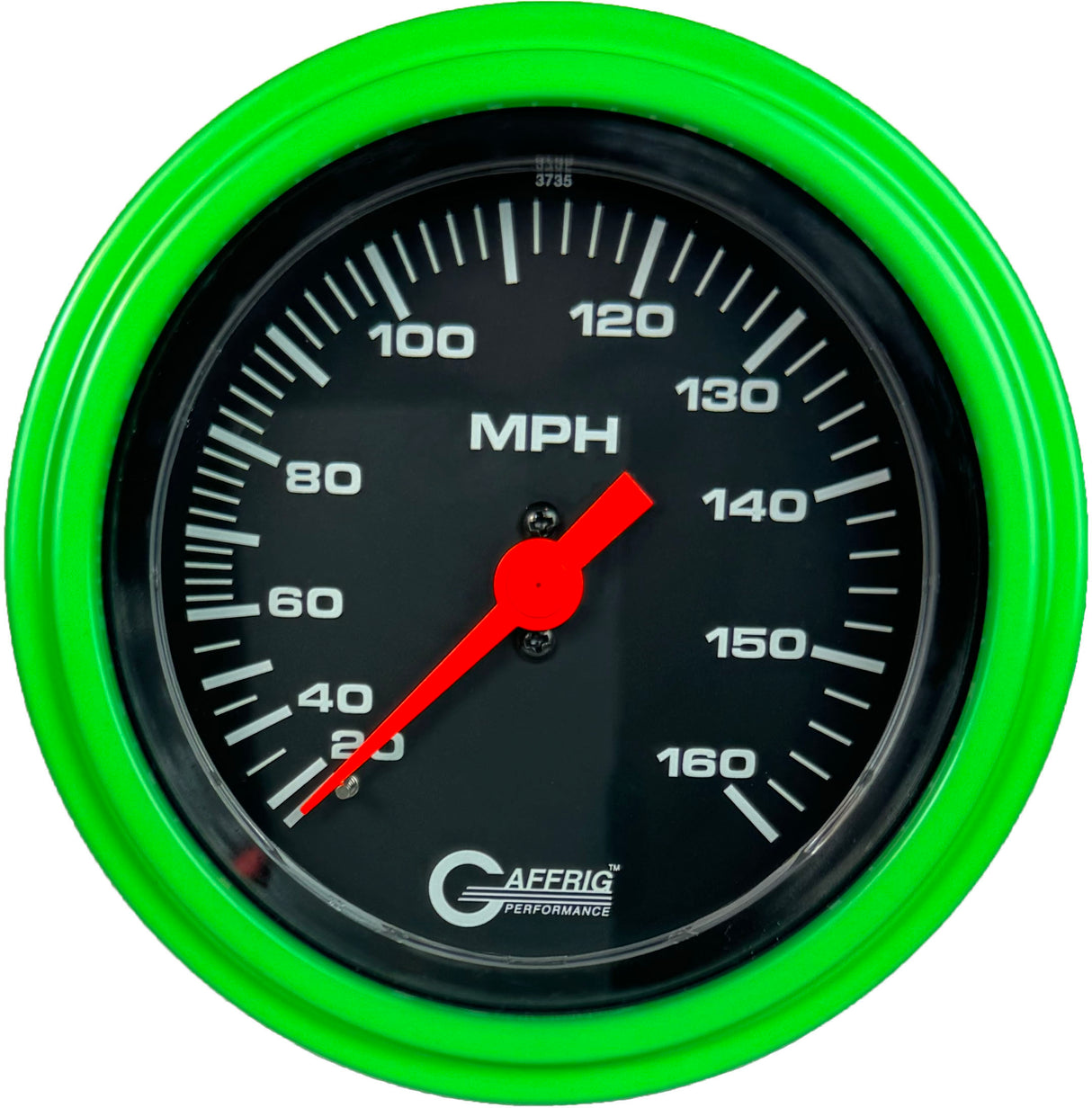 GAFFRIG 3 3/8 INCH MECHANICAL DRY SPEEDOMETER 160 MPH KIT BLACK / STEP RIM (008) / LIME GREEN