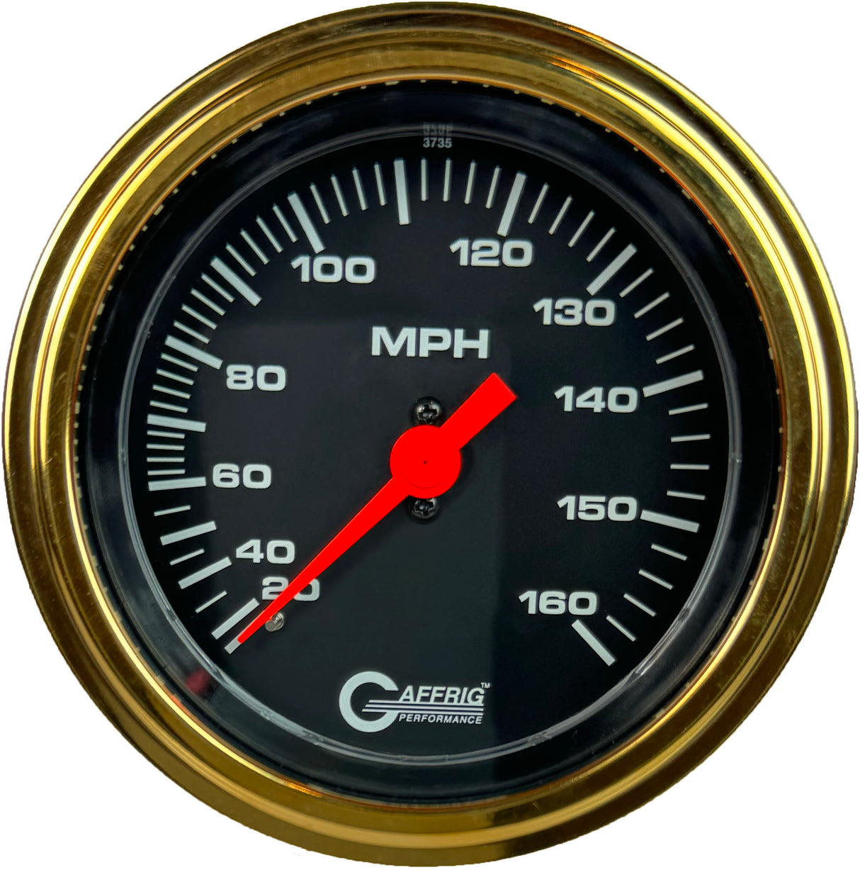 GAFFRIG 3 3/8 INCH MECHANICAL DRY SPEEDOMETER 160 MPH KIT BLACK / STEP RIM (008) / GOLD