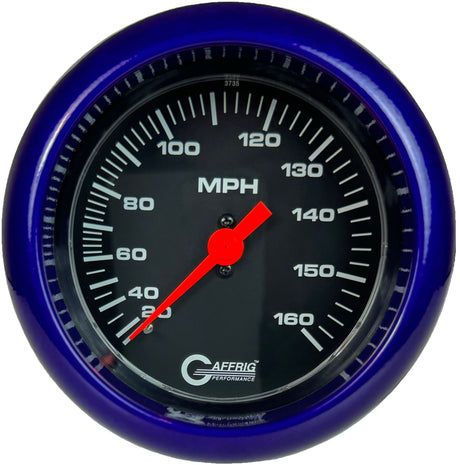 GAFFRIG 3 3/8 INCH MECHANICAL DRY SPEEDOMETER 160 MPH KIT BLACK / FAT RIM (338) / PURPLE