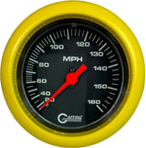 GAFFRIG 3 3/8 INCH MECHANICAL DRY SPEEDOMETER 160 MPH KIT BLACK / FAT RIM (338) / YELLOW