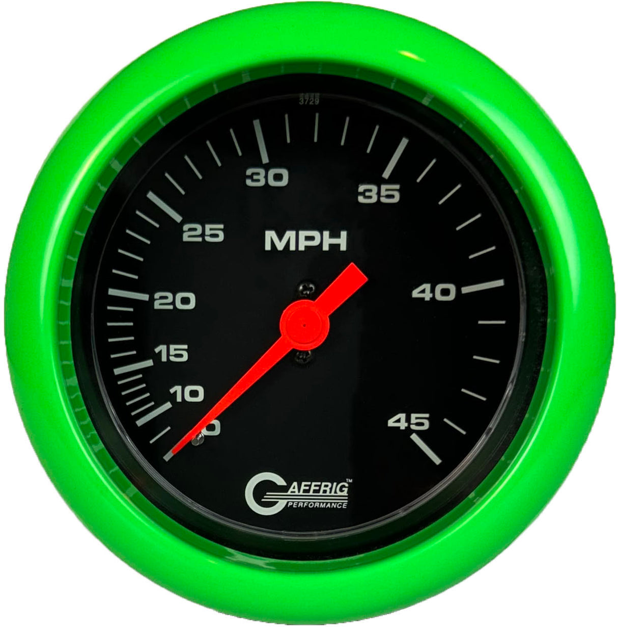 GAFFRIG 3 3/8 INCH MECHANICAL DRY SPEEDOMETER 45 MPH KIT BLACK / FAT RIM (338) / LIME GREEN