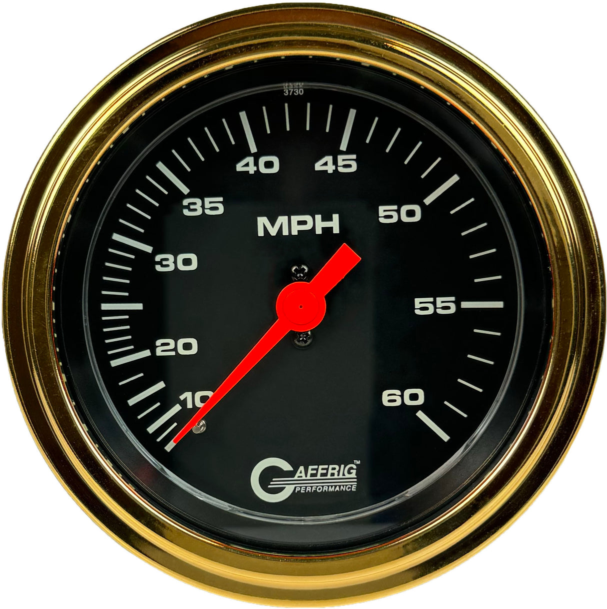 GAFFRIG 3 3/8 INCH MECHANICAL DRY SPEEDOMETER 60 MPH KIT BLACK / STEP RIM (008) / GOLD