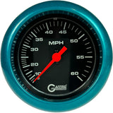 GAFFRIG 3 3/8 INCH MECHANICAL DRY SPEEDOMETER 60 MPH KIT BLACK / FAT RIM (338) / TEAL