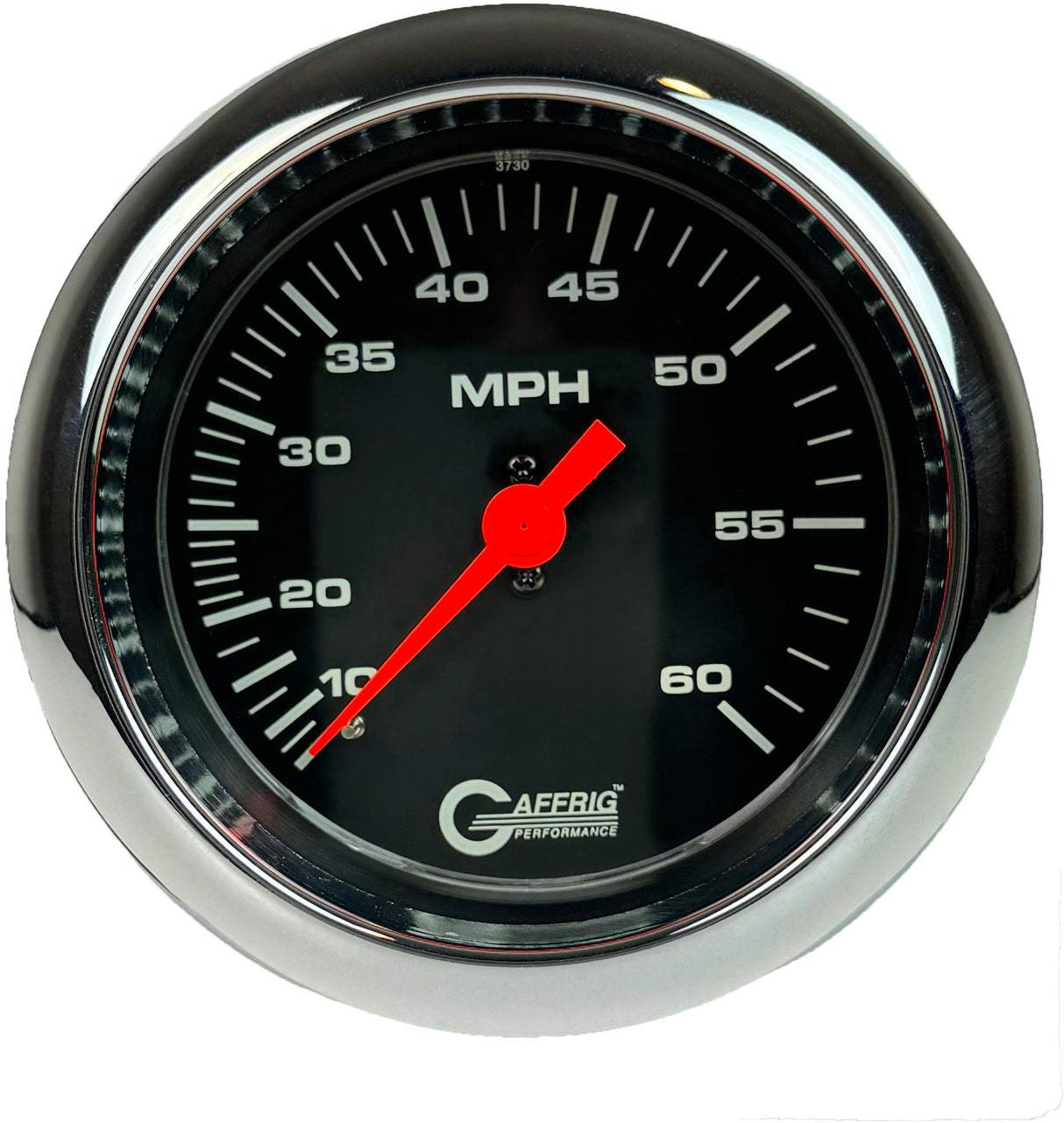 GAFFRIG 3 3/8 INCH MECHANICAL DRY SPEEDOMETER 60 MPH KIT BLACK / FAT RIM (338) / POLISHED/CHROME