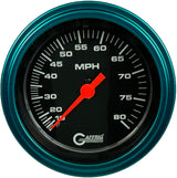 GAFFRIG 3 3/8 INCH MECHANICAL DRY SPEEDOMETER 80 MPH KIT BLACK / STEP RIM (008) / TEAL