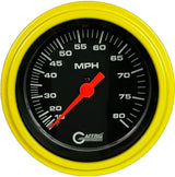 GAFFRIG 3 3/8 INCH MECHANICAL DRY SPEEDOMETER 80 MPH KIT BLACK / STEP RIM (008) / YELLOW