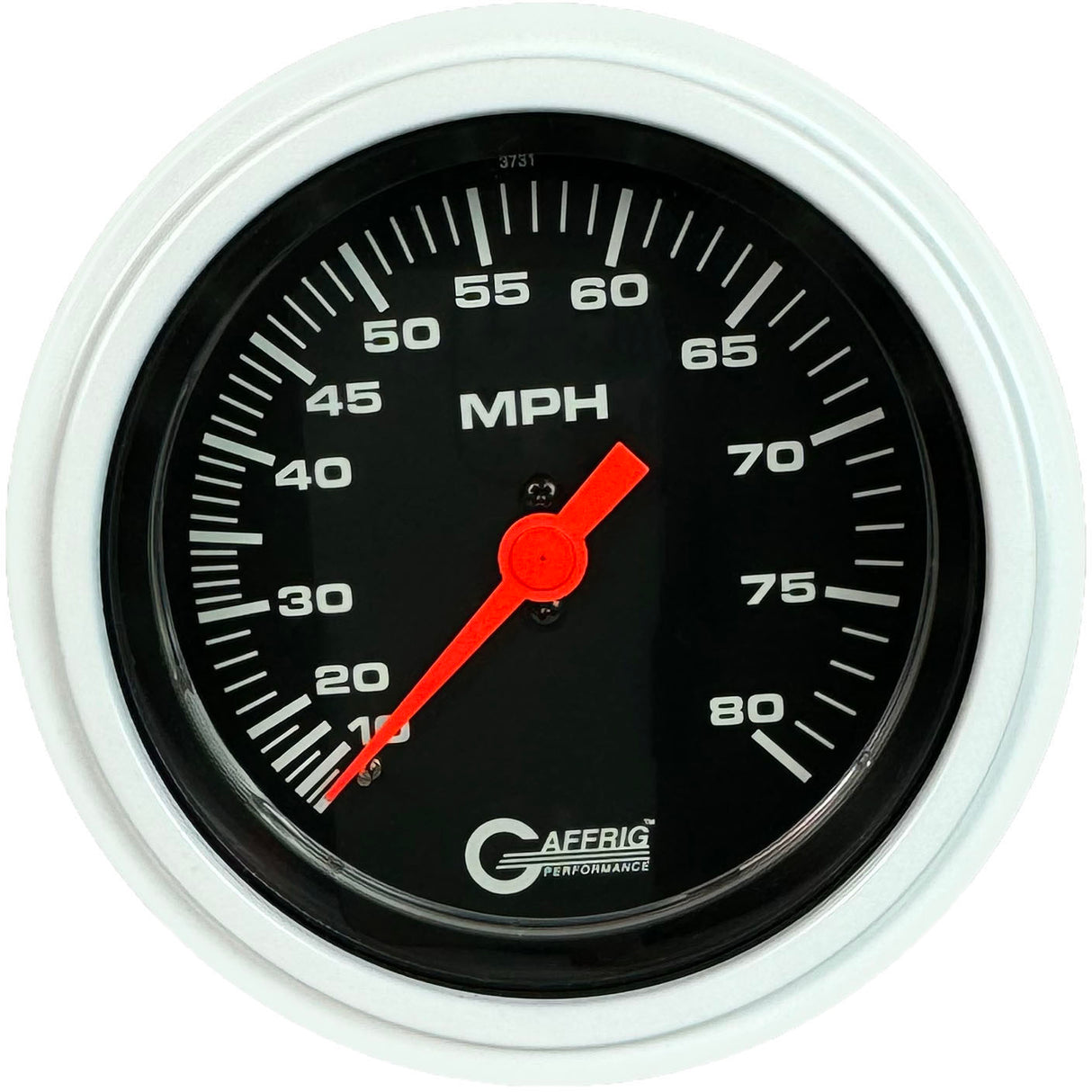 GAFFRIG 3 3/8 INCH MECHANICAL DRY SPEEDOMETER 80 MPH KIT BLACK / STEP RIM (008) / WHITE