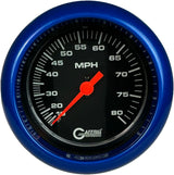 GAFFRIG 3 3/8 INCH MECHANICAL DRY SPEEDOMETER 80 MPH KIT BLACK / FAT RIM (338) / BLUE