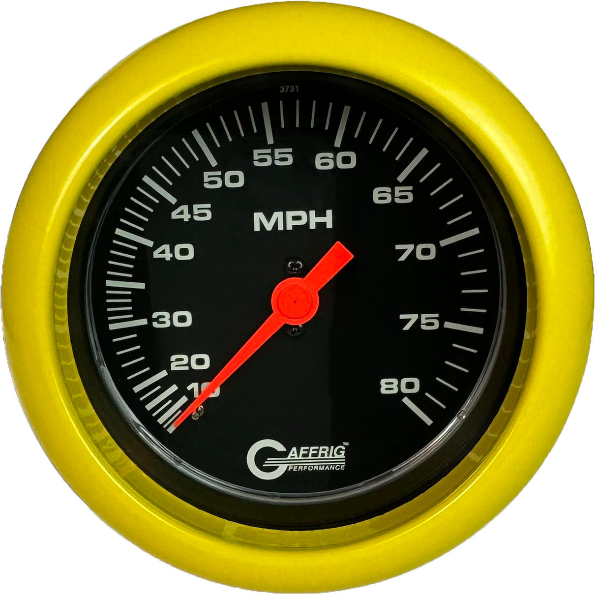 GAFFRIG 3 3/8 INCH MECHANICAL DRY SPEEDOMETER 80 MPH KIT BLACK / FAT RIM (338) / YELLOW