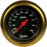 GAFFRIG 3 3/8 INCH MECHANICAL DRY SPEEDOMETER 80 MPH KIT BLACK / FAT RIM (338) / GOLD