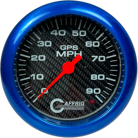 GAFFRIG 4 5/8 INCH GPS SPEEDOMETER - HEAD ONLY - CARBON FIBER BLUE / 90 MPH