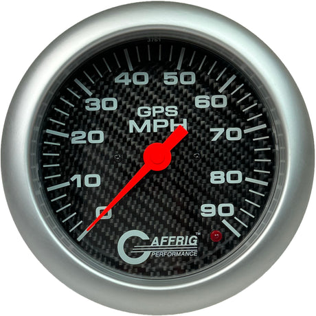 GAFFRIG 4 5/8 INCH GPS SPEEDOMETER - HEAD ONLY - CARBON FIBER PLATINUM / 90 MPH