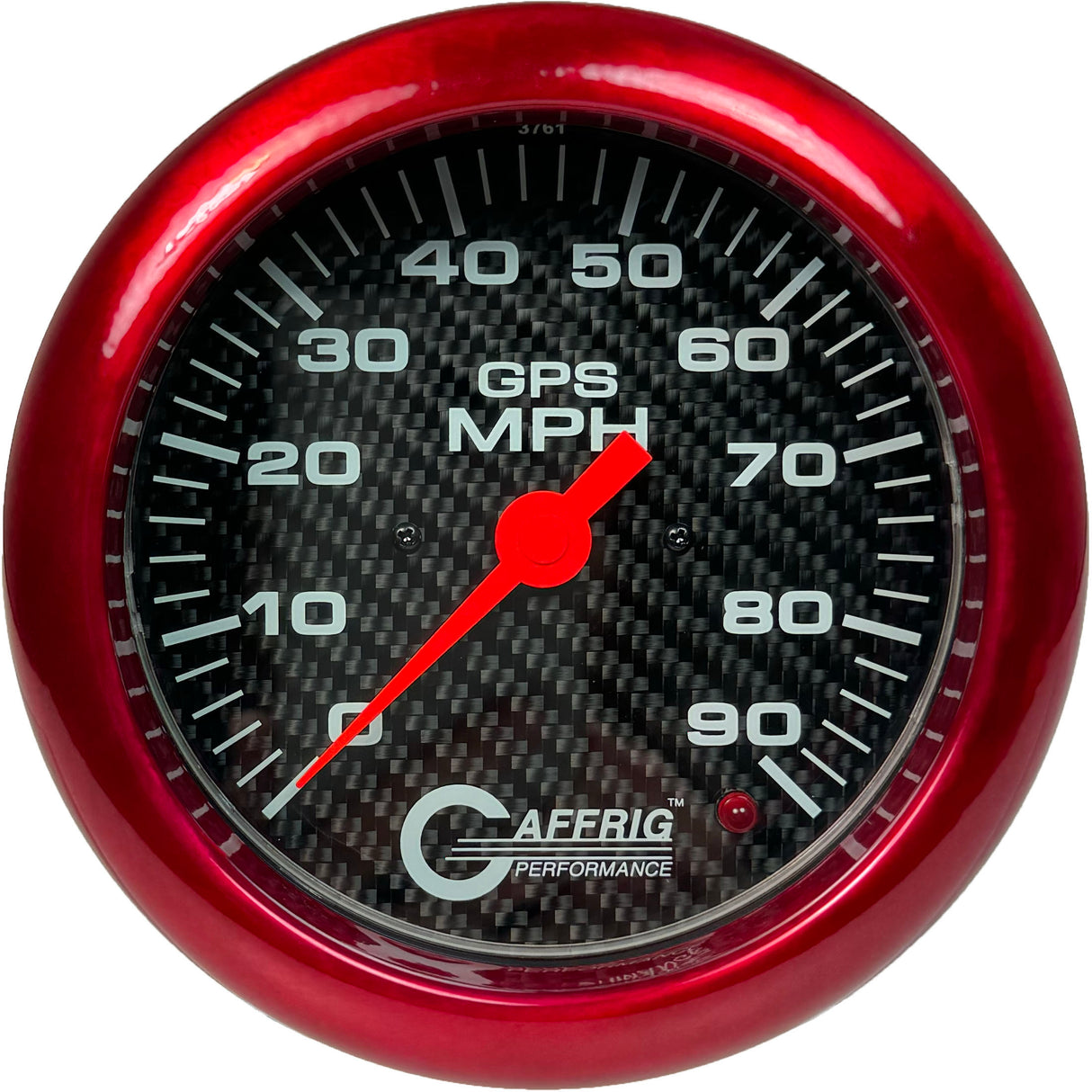 GAFFRIG 4 5/8 INCH GPS SPEEDOMETER - HEAD ONLY - CARBON FIBER RED / 90 MPH