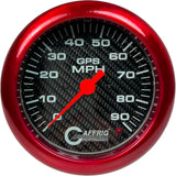 GAFFRIG 4 5/8 INCH GPS SPEEDOMETER - HEAD ONLY - CARBON FIBER RED / 90 MPH