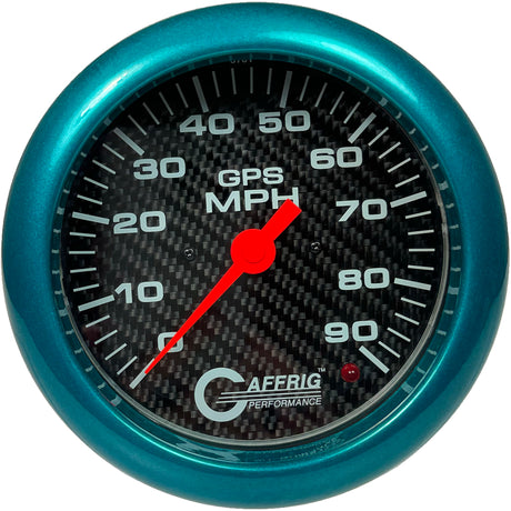 GAFFRIG 4 5/8 INCH GPS SPEEDOMETER - HEAD ONLY - CARBON FIBER TEAL / 90 MPH