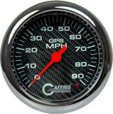 GAFFRIG 4 5/8 INCH GPS SPEEDOMETER - HEAD ONLY - CARBON FIBER CHROME/POLISHED / 90 MPH